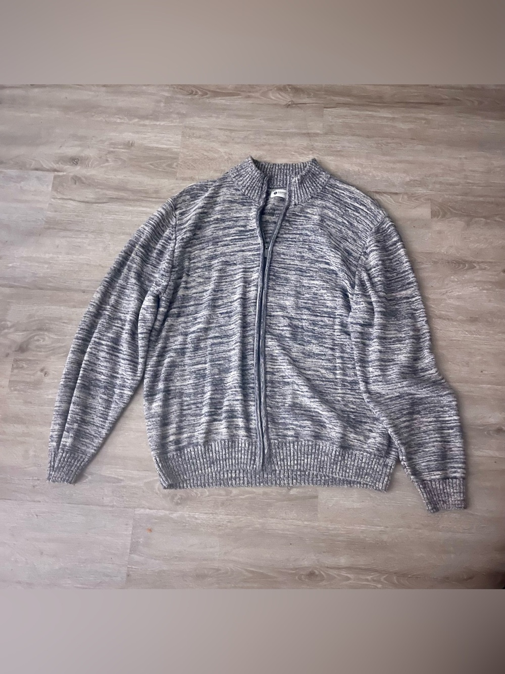 Haggar Mens XXL Grey Space Dye Knit Full Zip Cotton Sweater